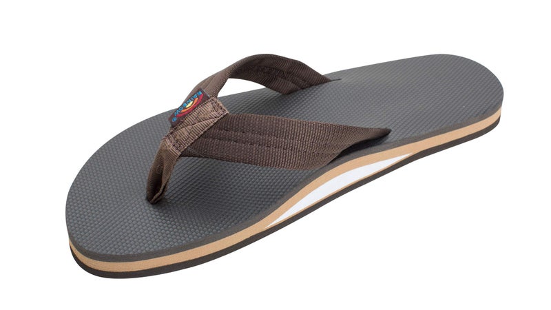 Rainbow Sandals صندل قوس قزح للرجال بني بطبقة واحدة علوية ناعمة 1" حزام نايلون مملوء بمطاط EVA - Image 1